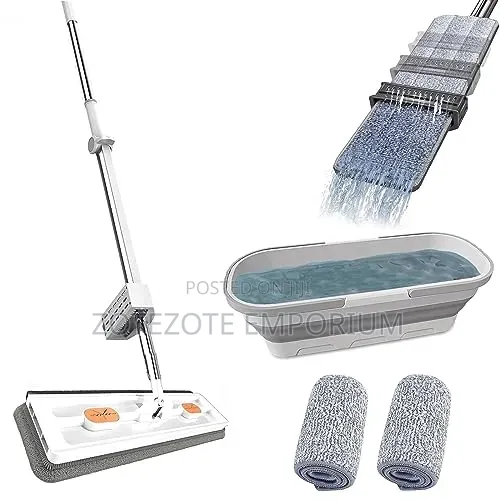 Flat Mop With Collapsible Bucket
