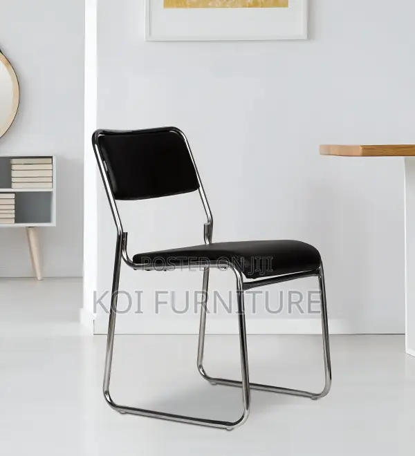 Office Chair : Chrome Visitor's Leather Office Seat