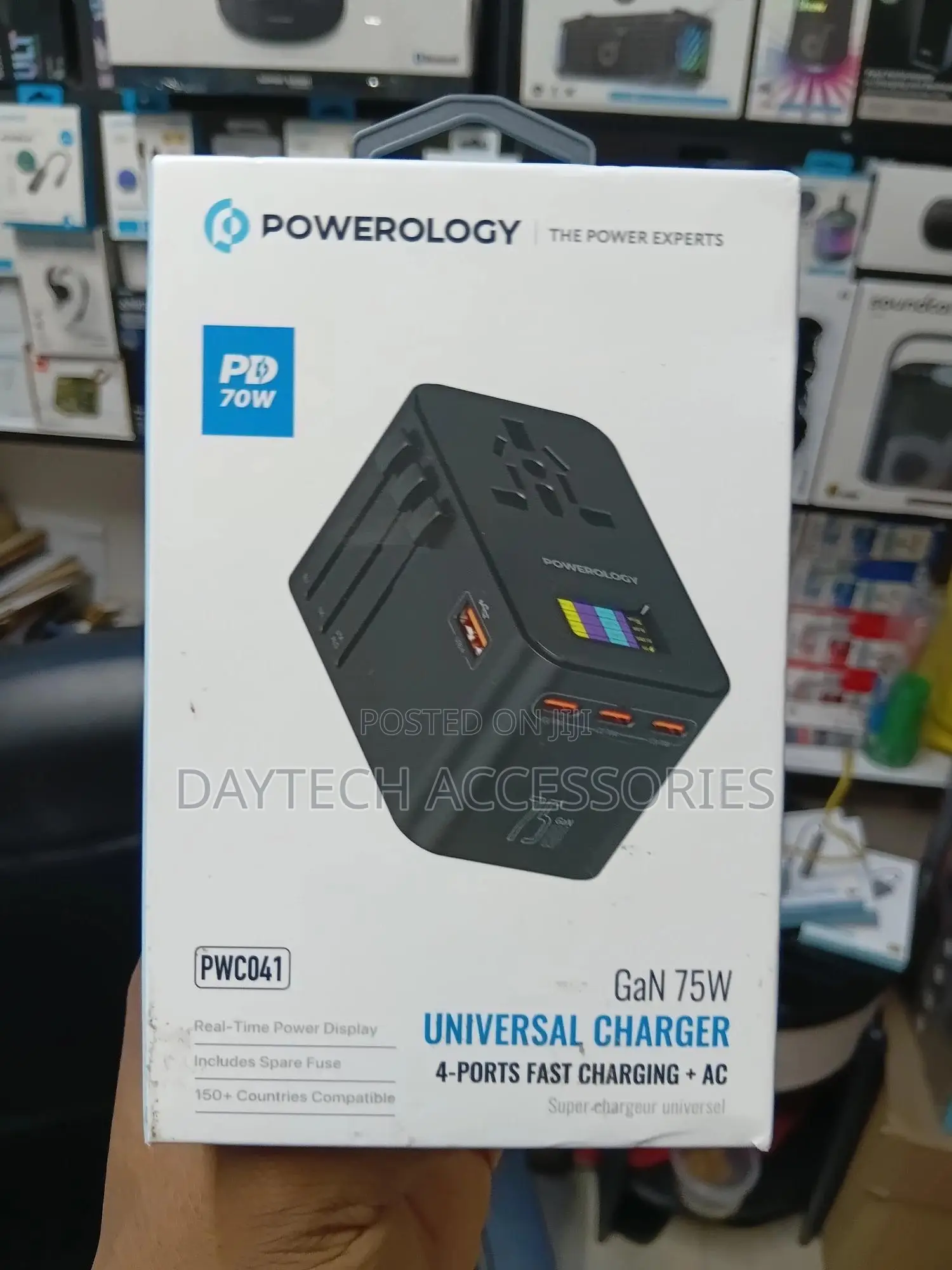 Powerology Gan 75w Universal Charger Travel Adapter - Black