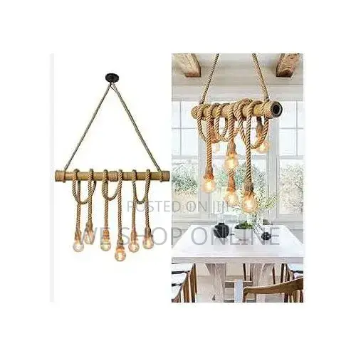 Chandelier Rope Bamboo Wood Light