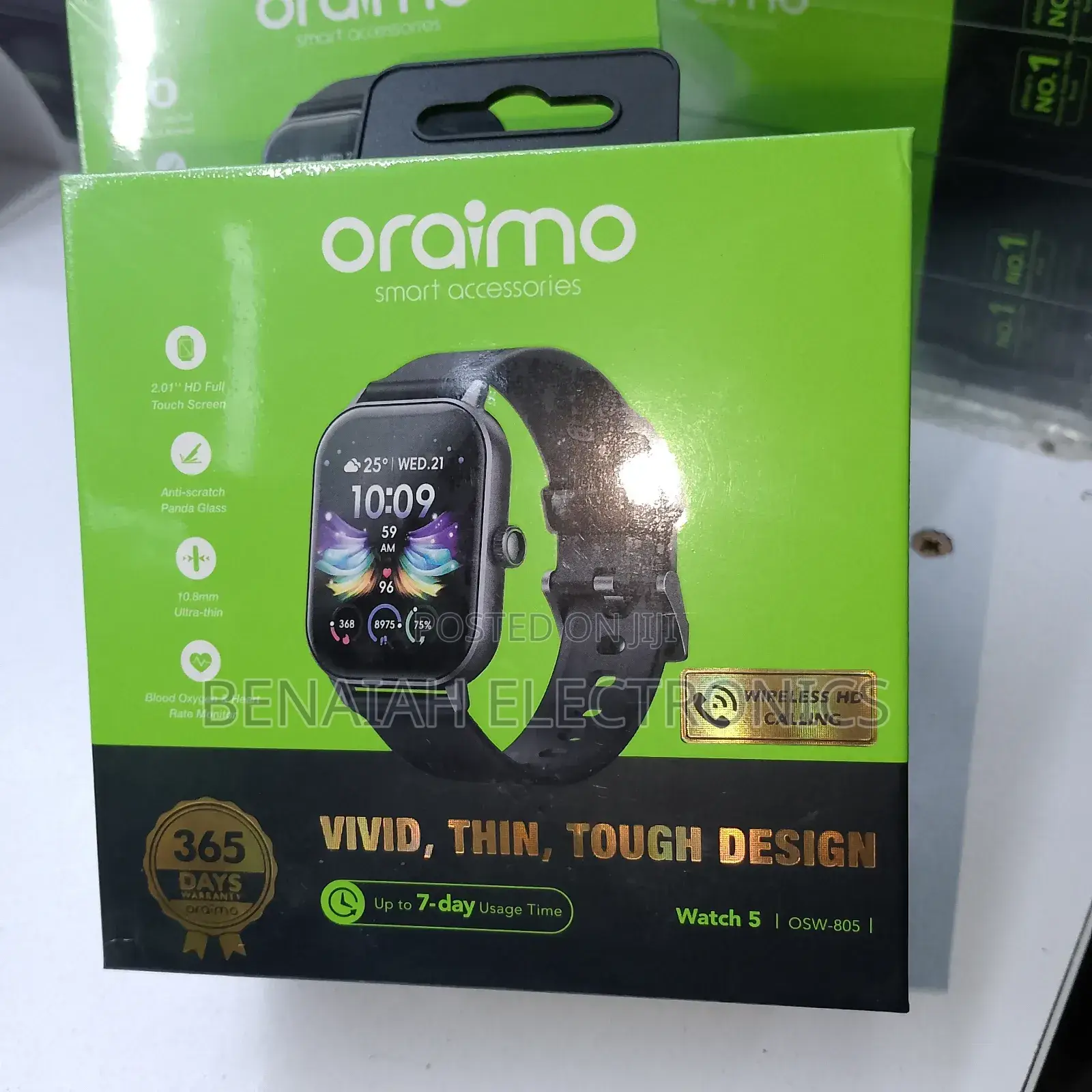 Smart Watch 5 Oraimo, Charging Time 3 Hours, Normal Usage 7 Days