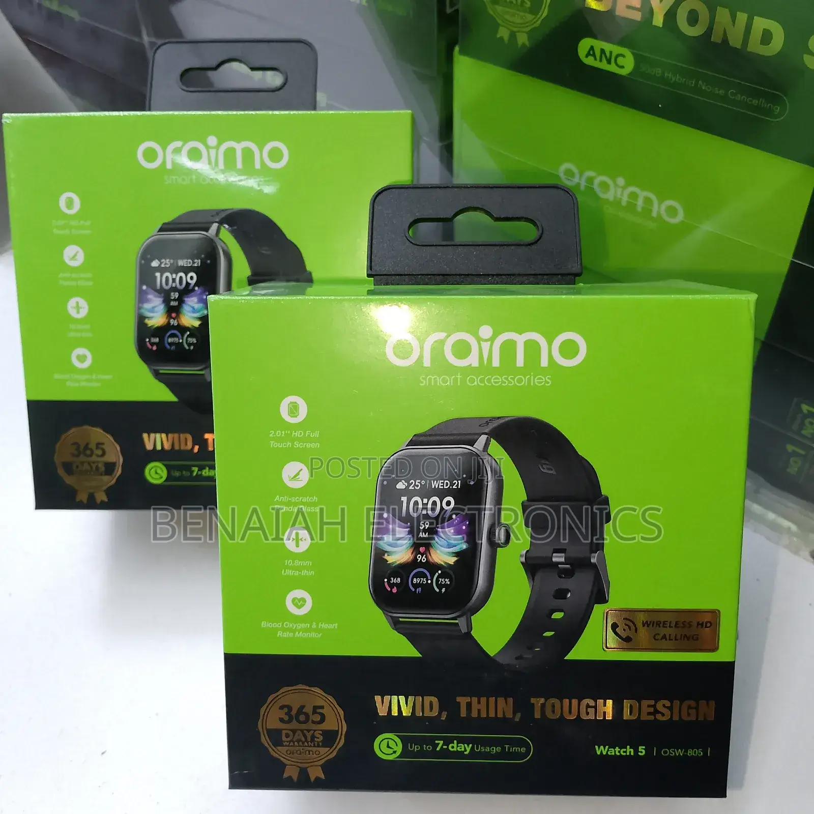 Smart Watch 5 Oraimo, Charging Time 3 Hours, Normal Usage 7 Days