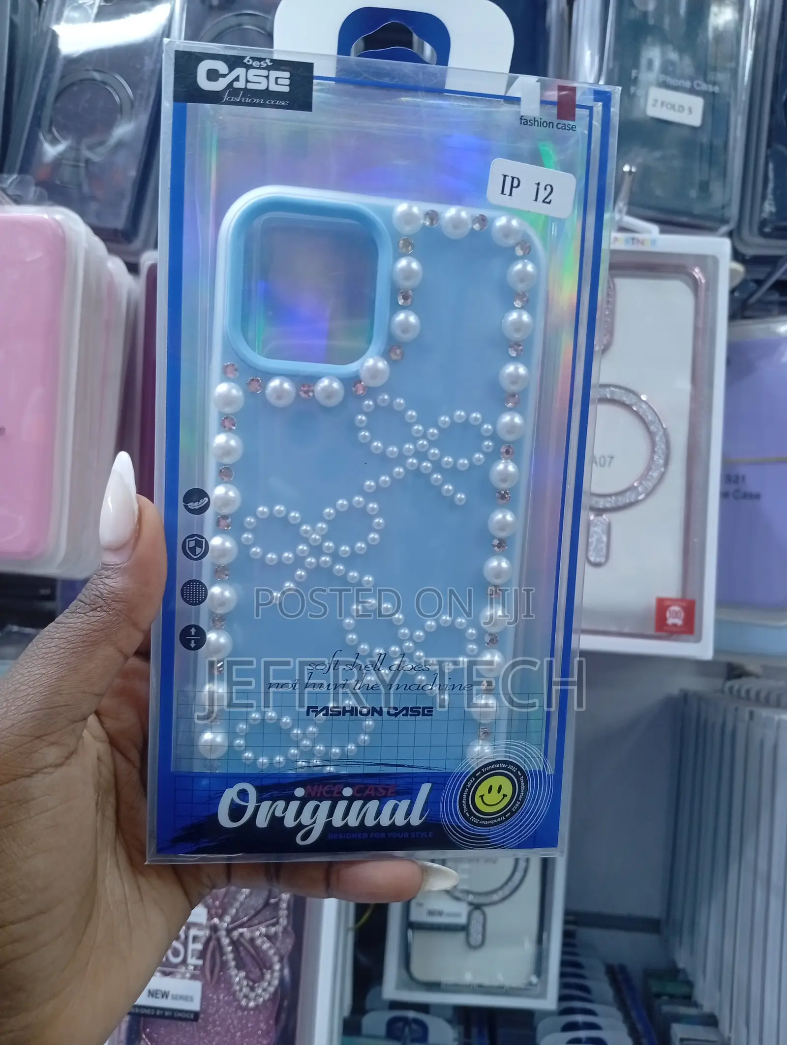 iPhone 12 Decorative, Soft Shell With Pearl and Rhinestone Case