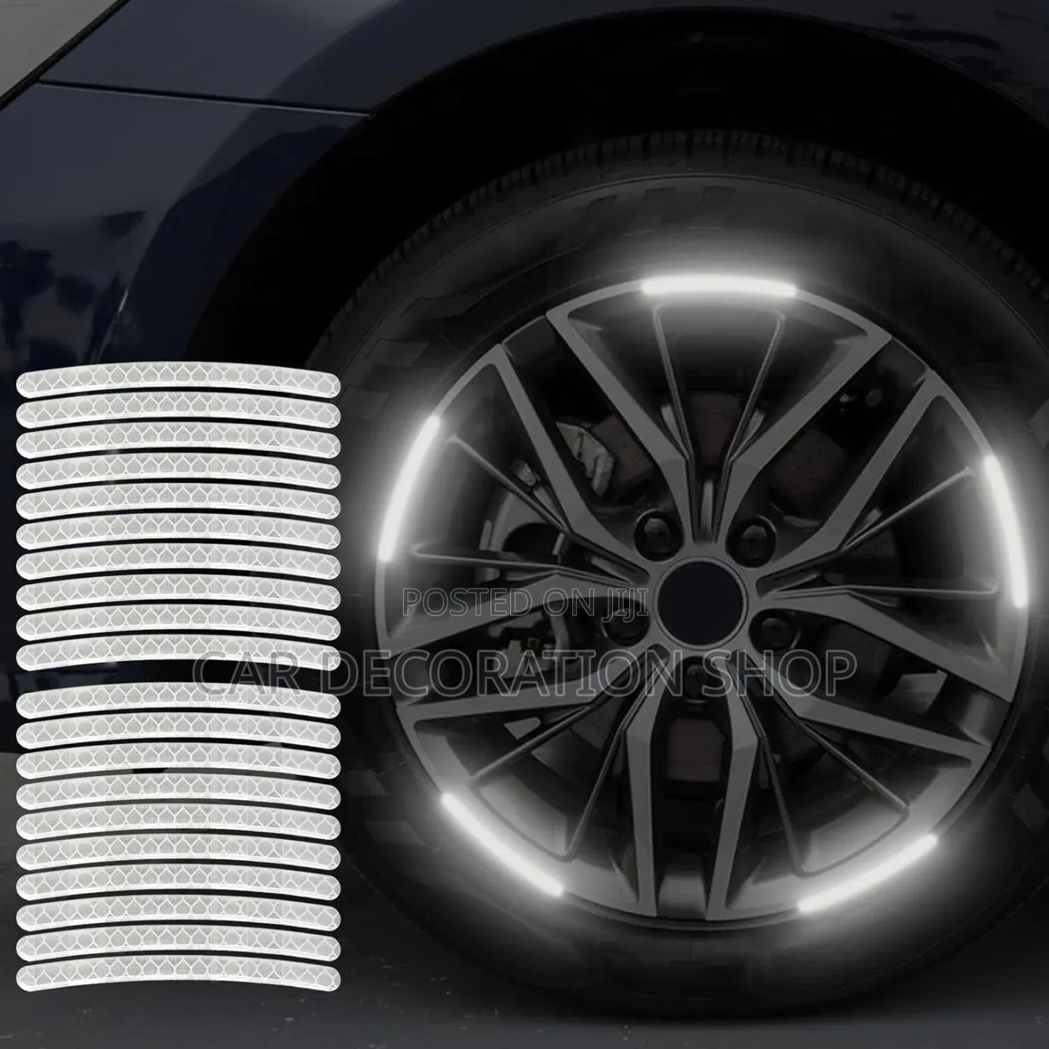 White 20pcs Quality PVC Reflective Self Stick on Tire Stickers
