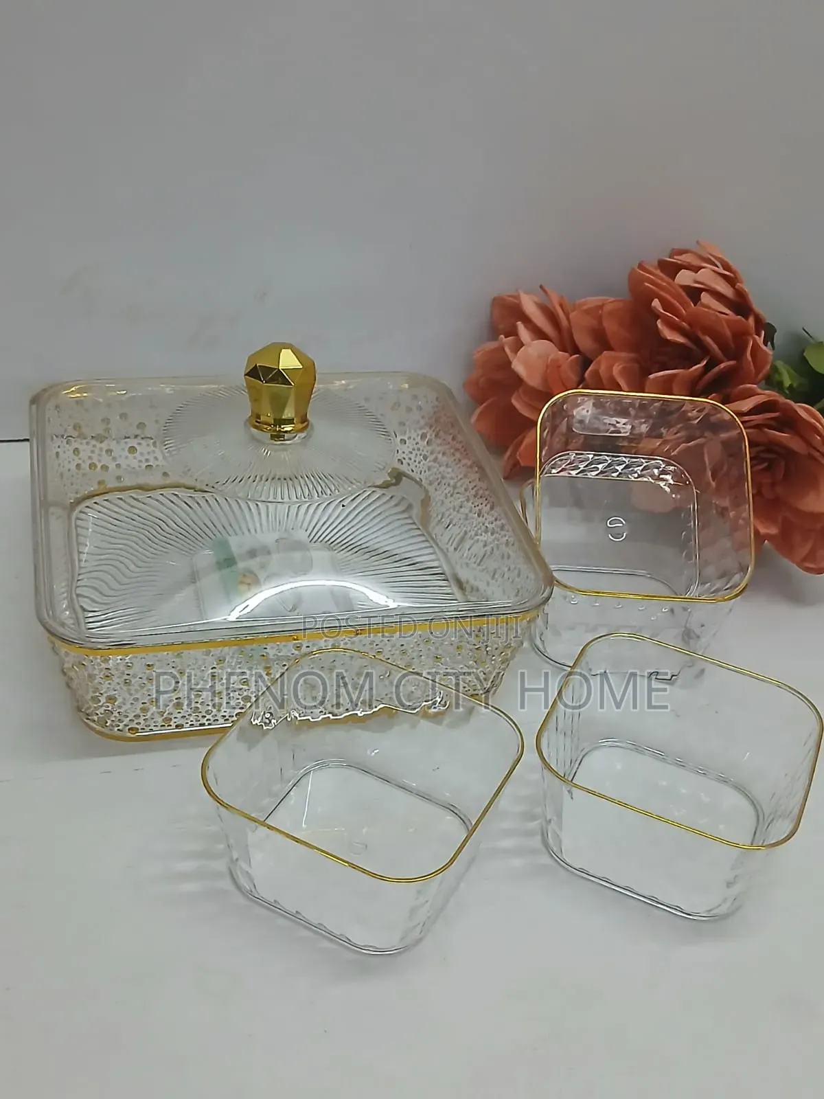 Acrylic Fruit Bowl With 4 Serving Bowls