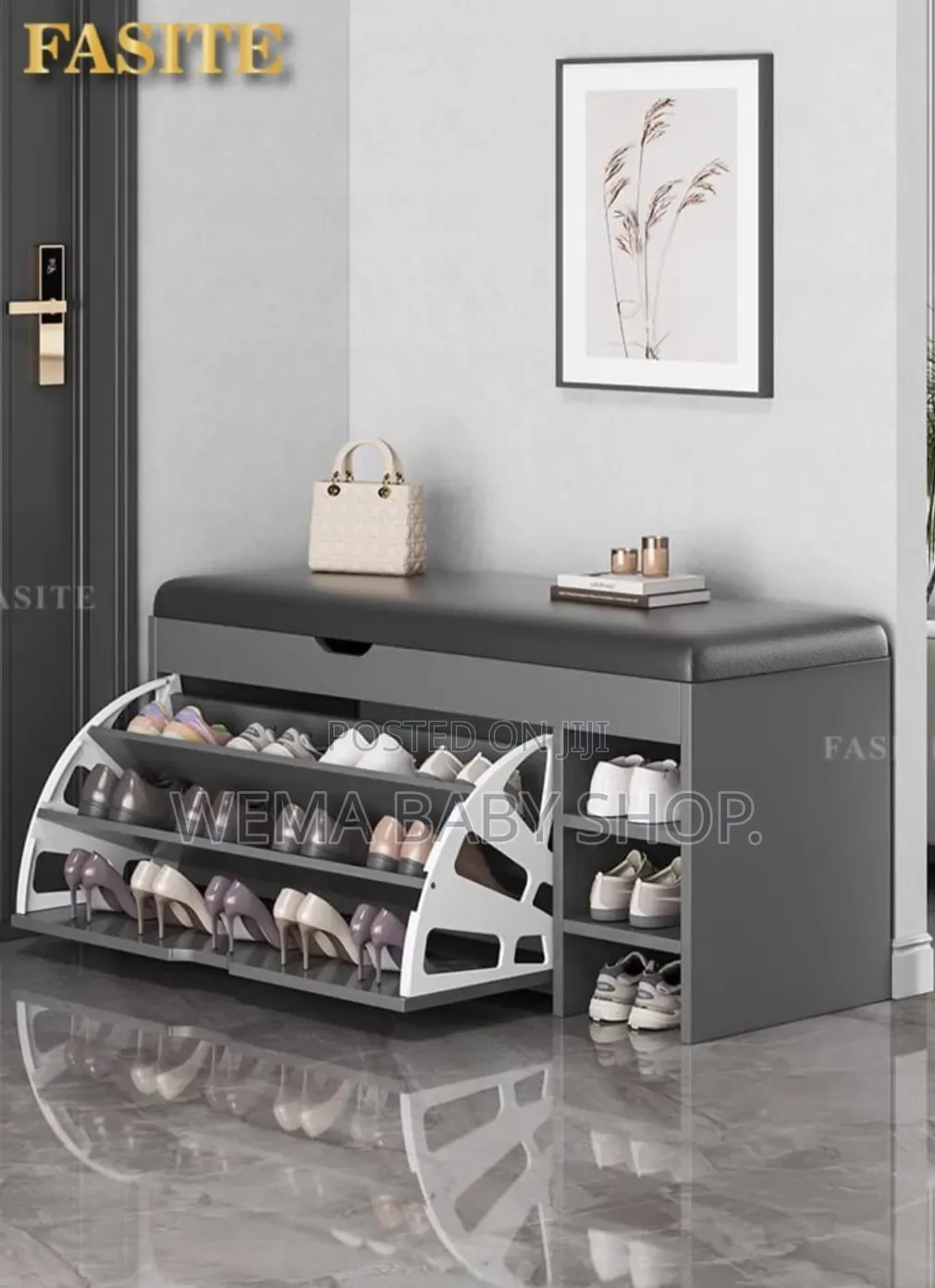Modern Bucket Flip Shoe Cabinet With Seat Changing Stool Bench