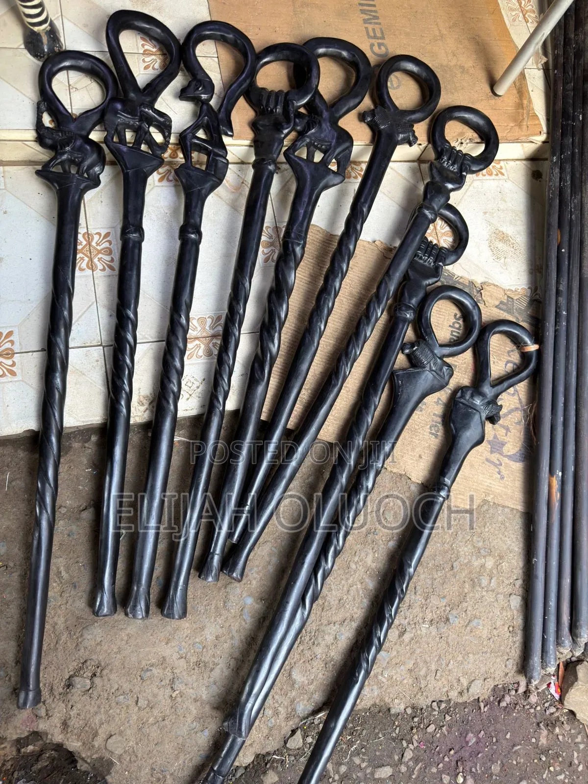 Elegant Hand-Carved African Walking Sticks 