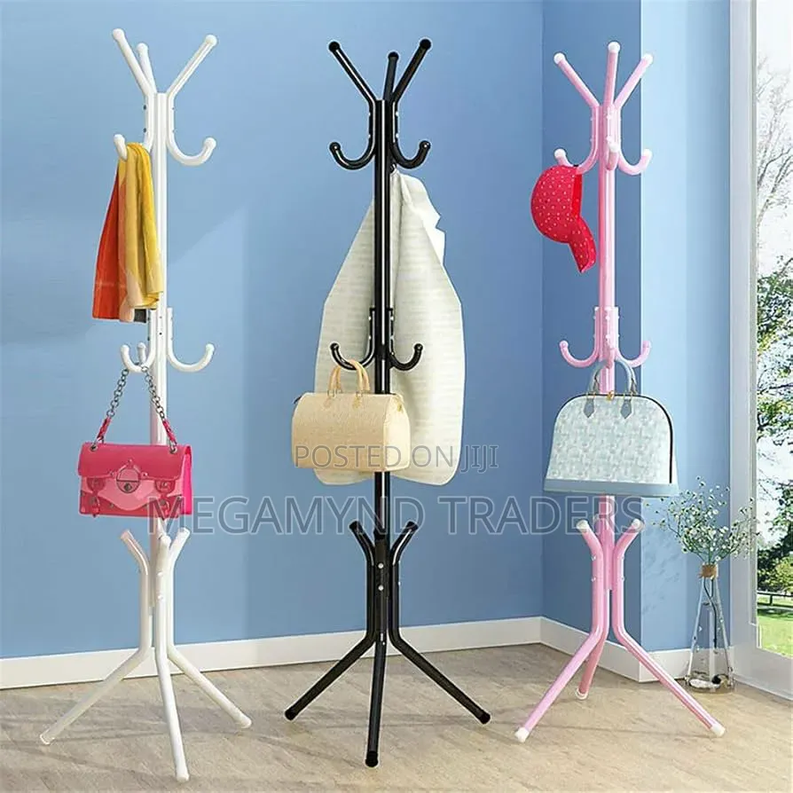 Metallic Floor Standing Coat and Bag Hanger Stand