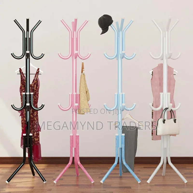 Metallic Floor Standing Coat and Bag Hanger Stand