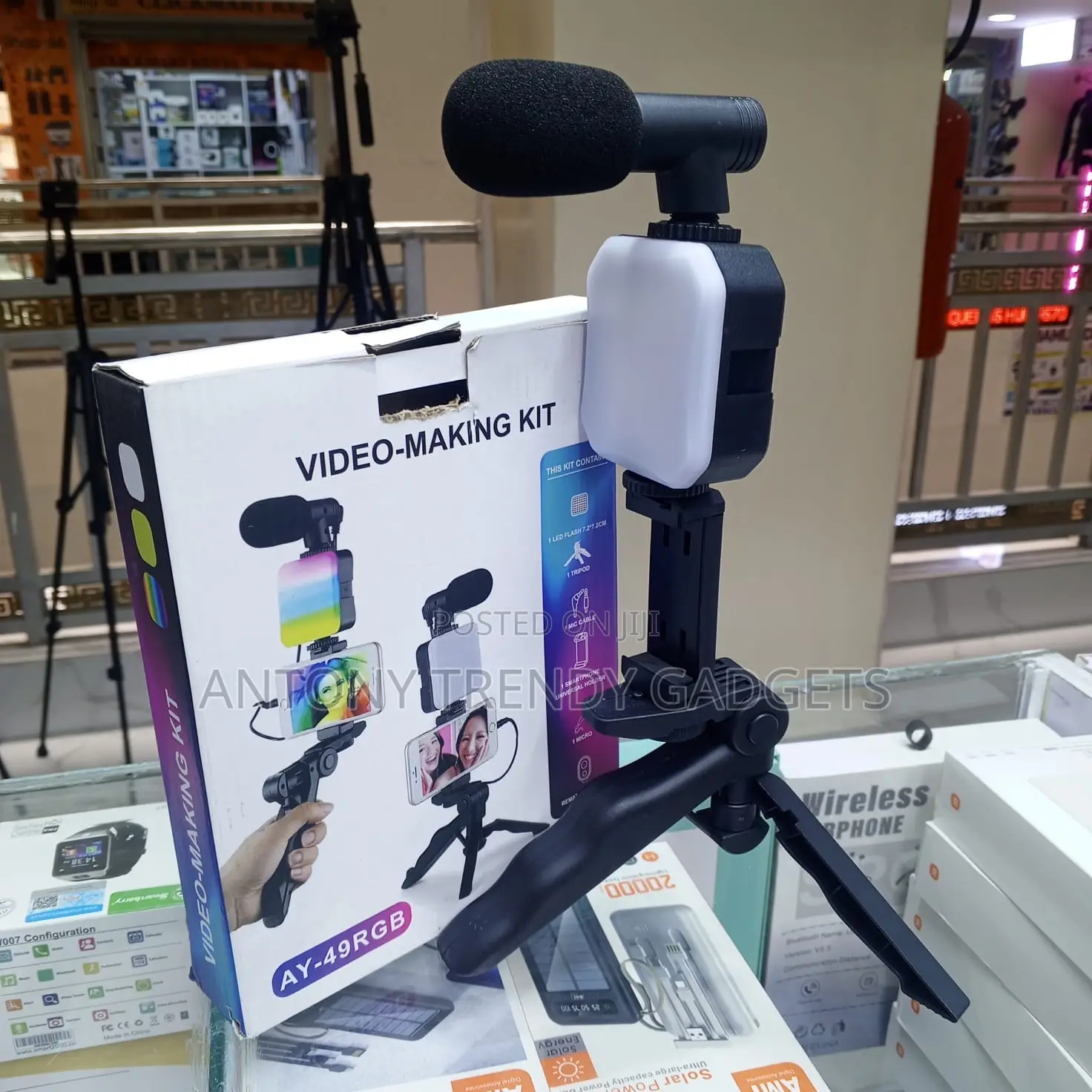 Ay-49 Video Making Kit Tripod Mic Led Light Vlogging Set