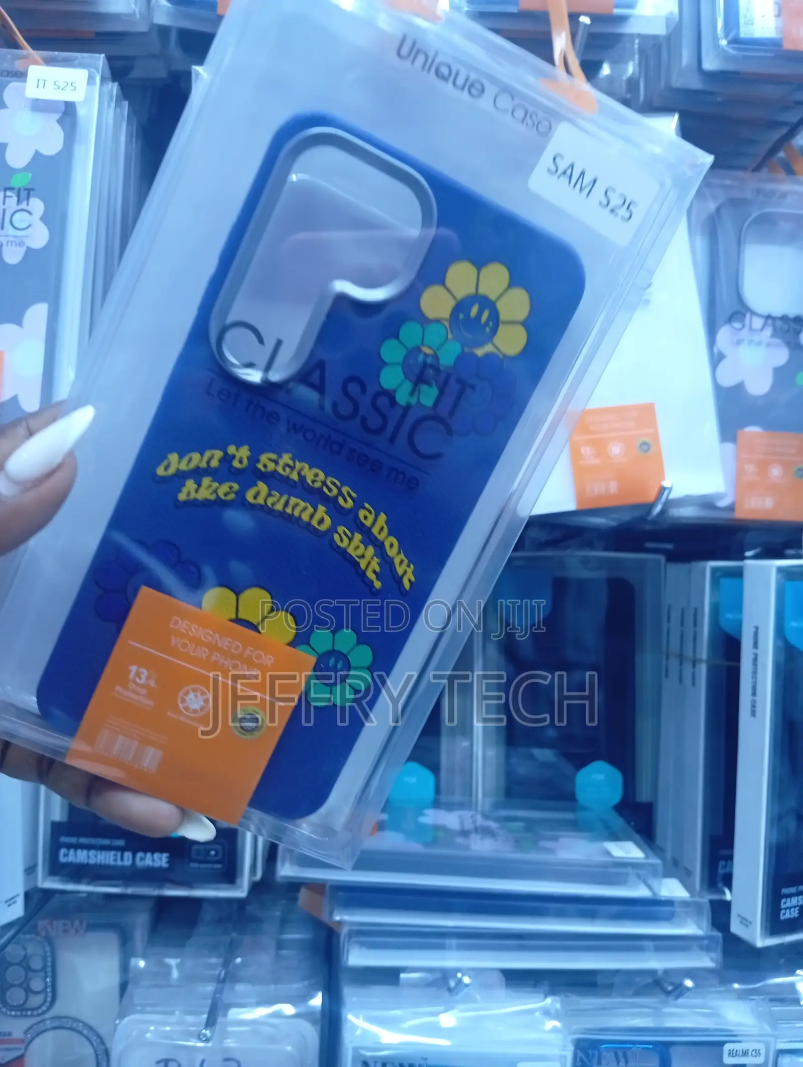 Samsung Galaxy S25 Blue Design With Floral Graphics Case