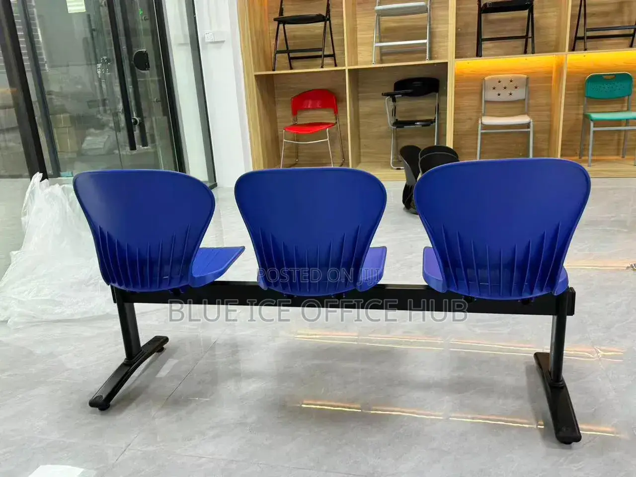 Blue Reception Waiting Chair – Heavy Duty 3 Seater