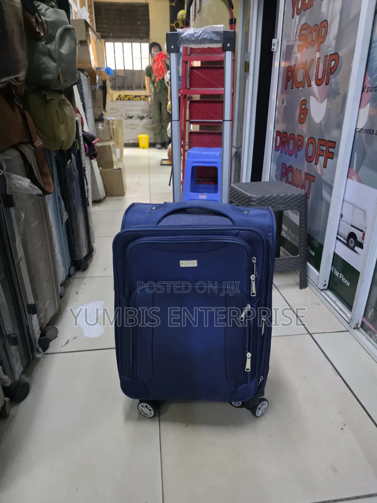 Blue Premium Quality Fabric Small Suitcase