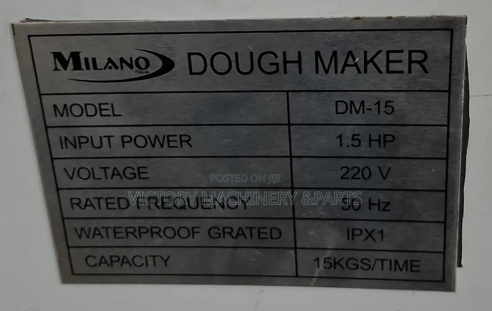 *Dm-15* Milano Italia Dough Maker *Capacity 15kgs/Hr*