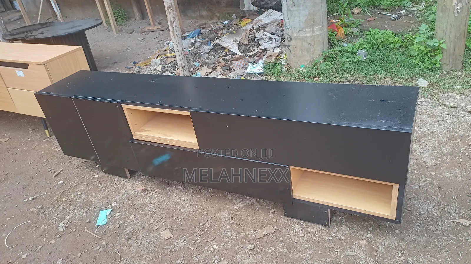 Black and Beech Tv Stand(6fits)