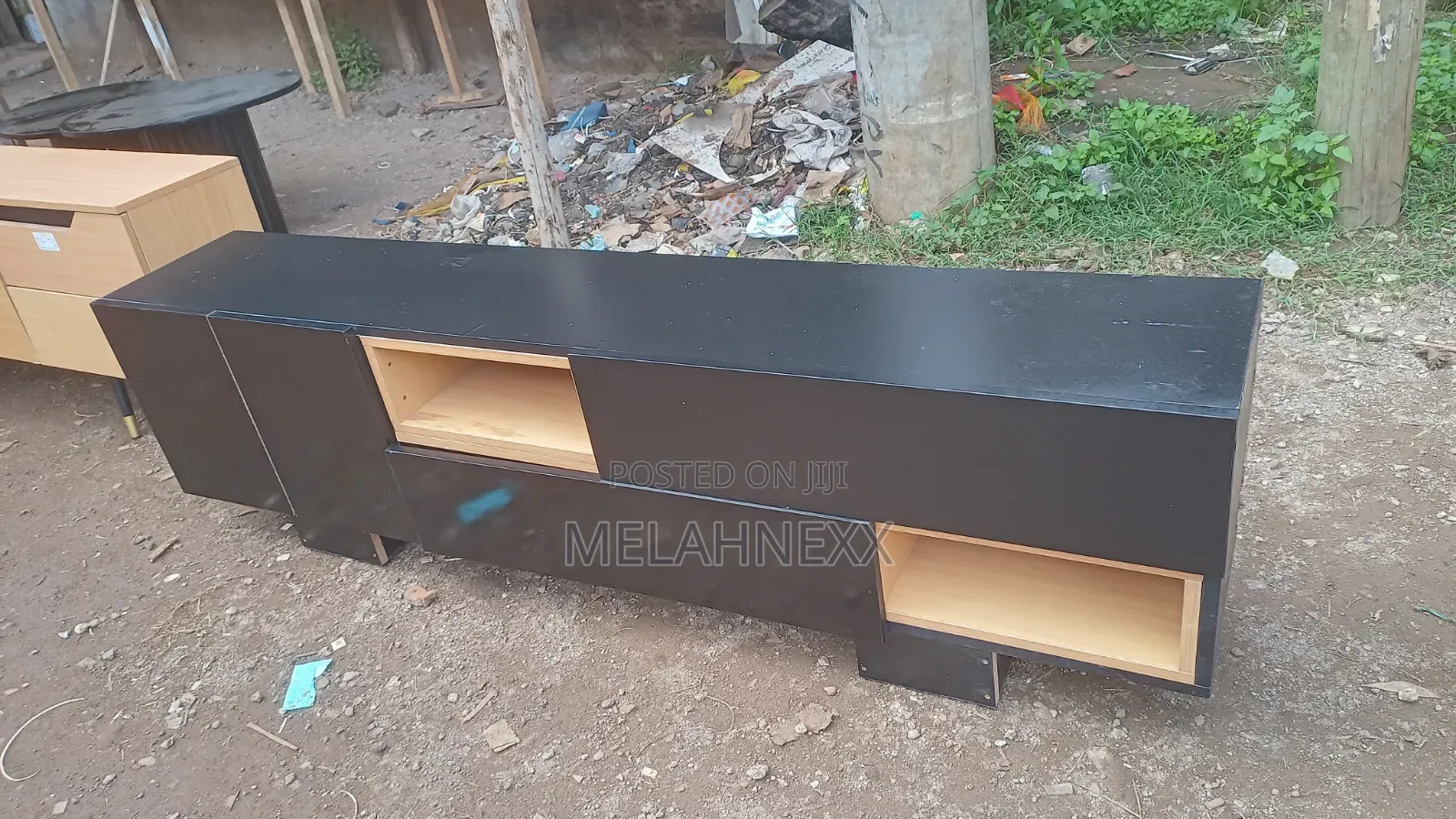 Black and Beech Tv Stand(6fits)