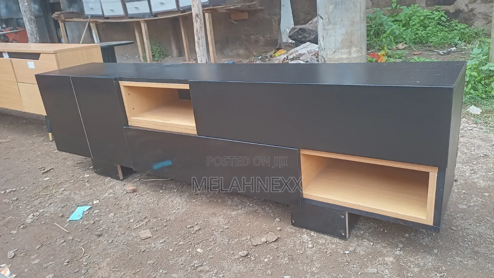 Black and Beech Tv Stand(6fits)