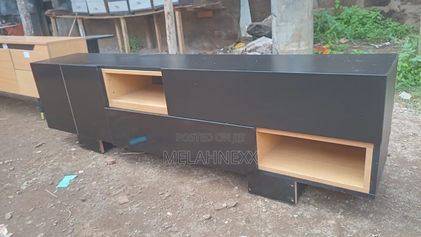 Black and Beech Tv Stand(6fits)