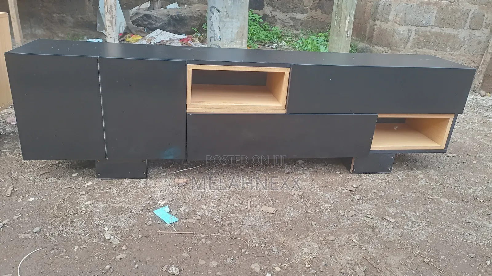 Black and Beech Tv Stand(6fits)