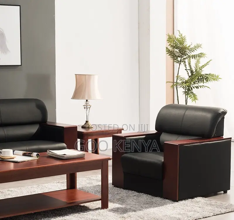 Office Sofa; Premium Leather 5 Seater Office Sofa Set for Waiting Room
