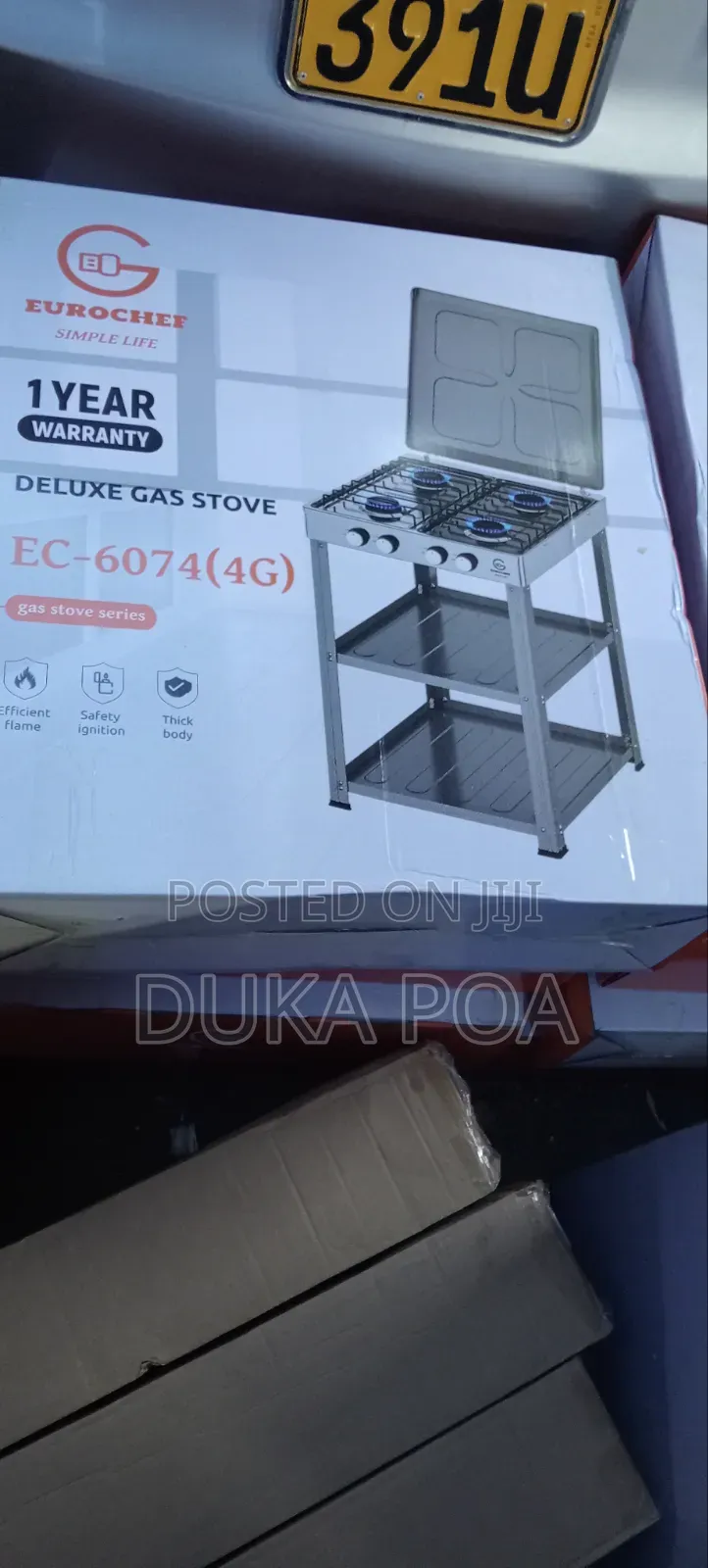 Eurochef Full Gas Cooker With Shelves Standing Cooker With Shelves