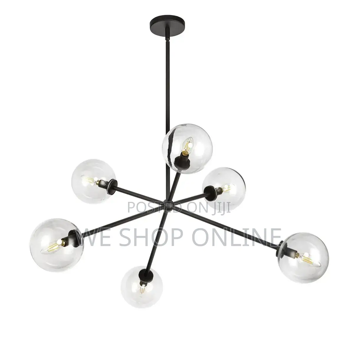 Gurt 6 Light Chandelier 40", Matte Black