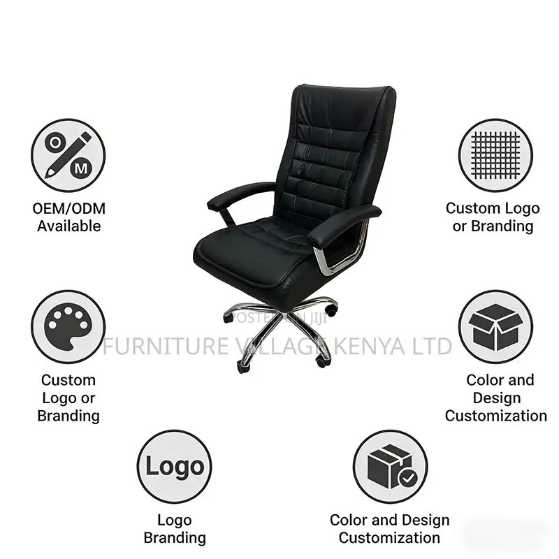 Executive Black Leather Swivel Director's Seat