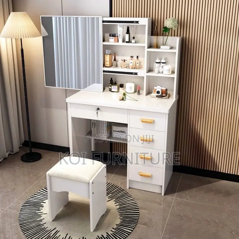 Dressers; White Dressing Elegant Vanity Set With Drawer