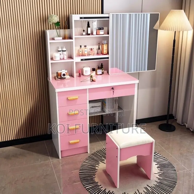 Dressers; White Dressing Elegant Vanity Set With Drawer