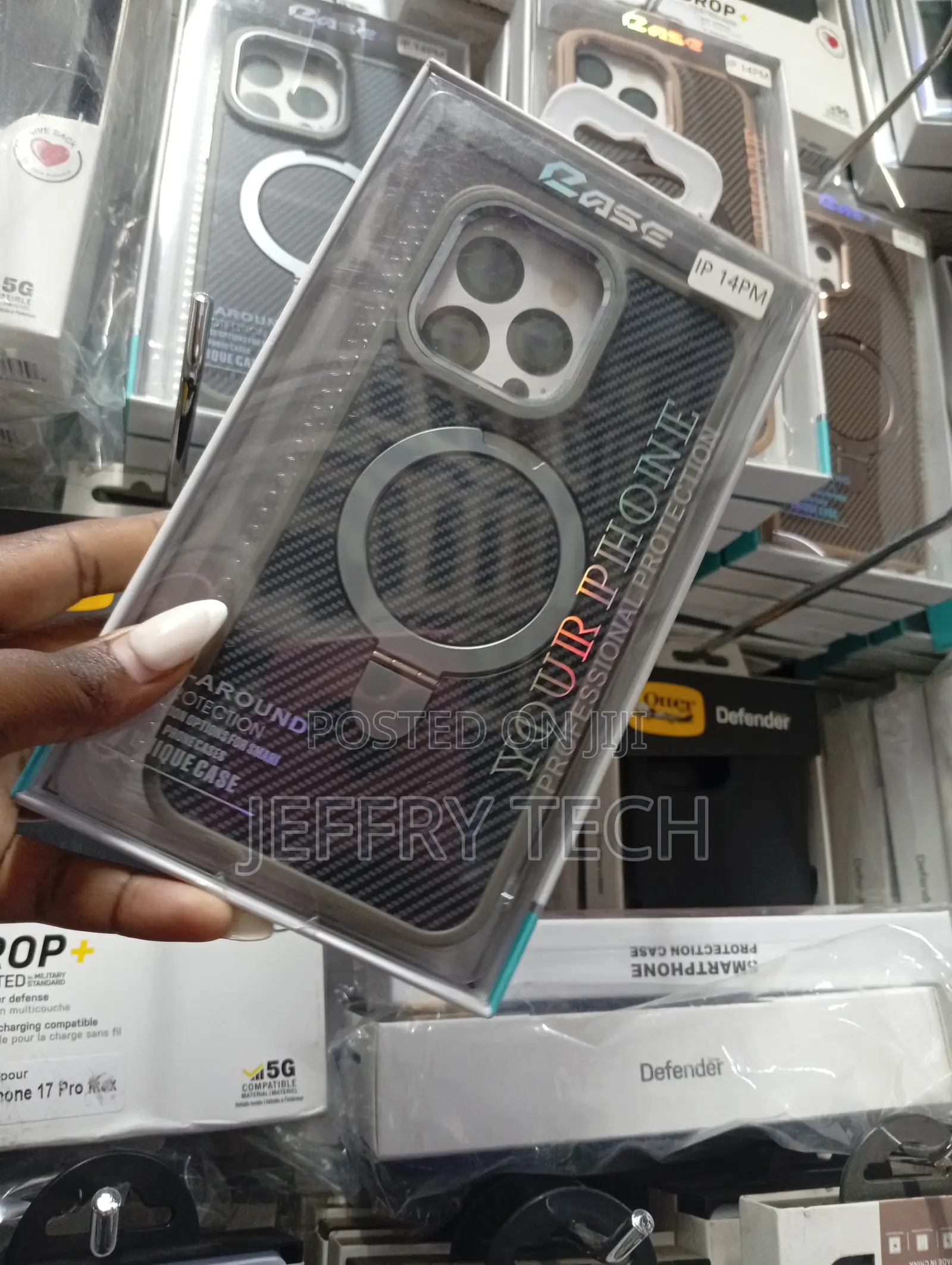 iPhone 14 Pro Max Case Featuring a Magnetic Stand Ring.