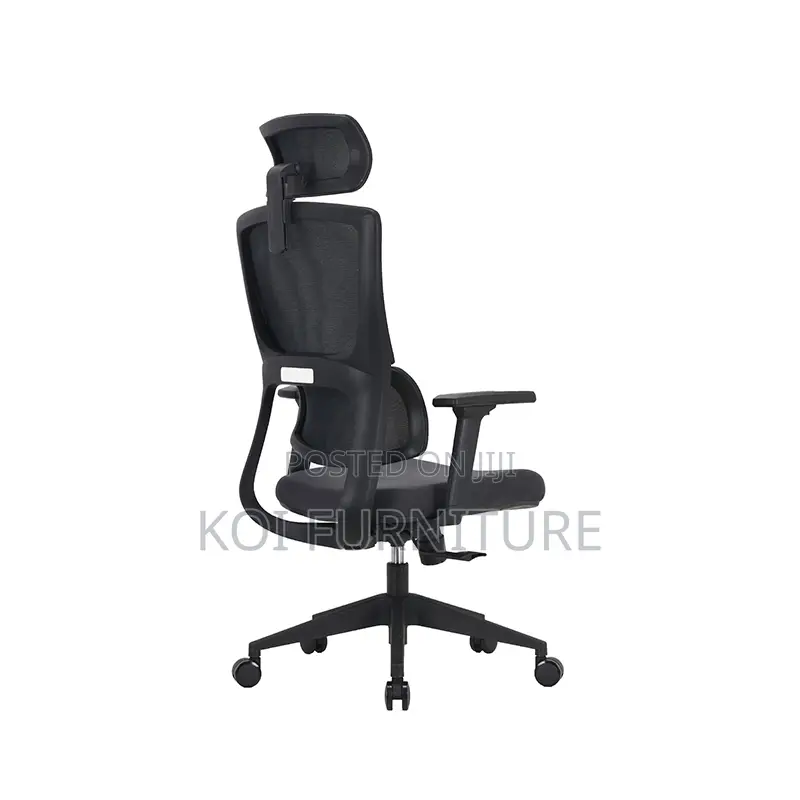 Office Chairs; Swivel Adjustable Headrest High-Back Mesh Chair