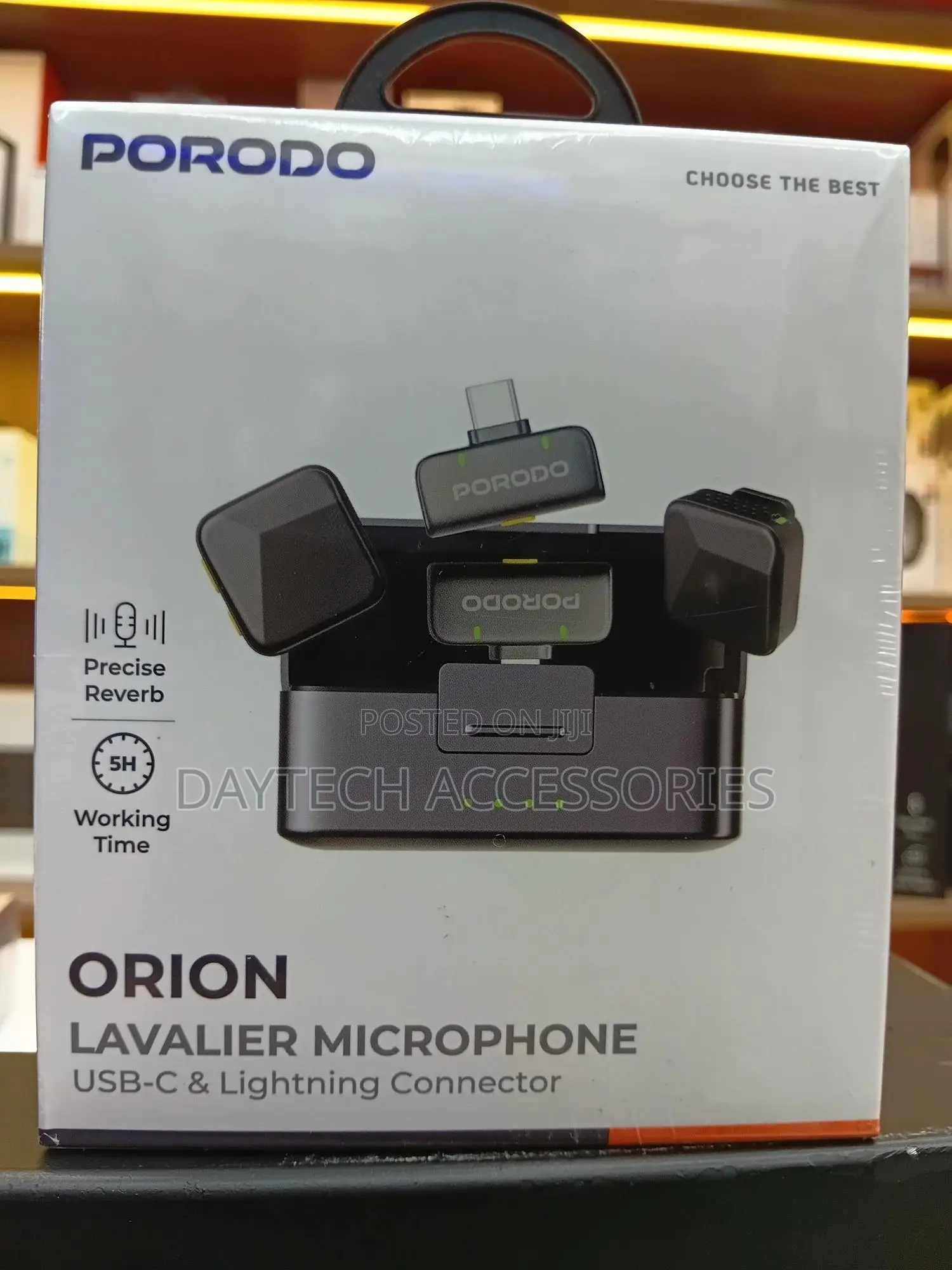 Porodo Bordeaux Orion Lavalier Type-C and Lightning Microphone