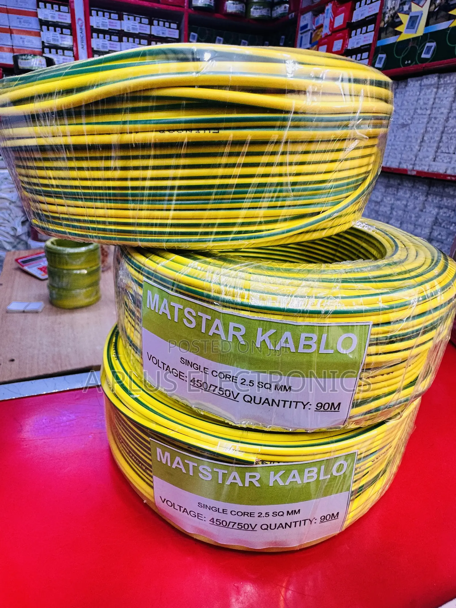 Matstar 2.5mm Green Yellow Single Core Electrical Cable 90m- Quality
