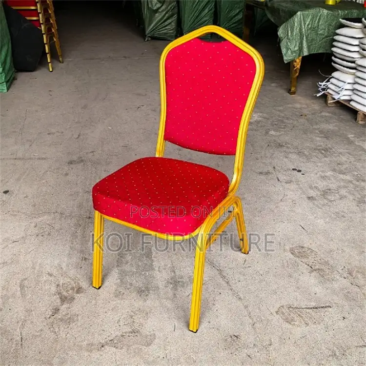 Office Chair : Red and Gold Stackable Banquet Chair,