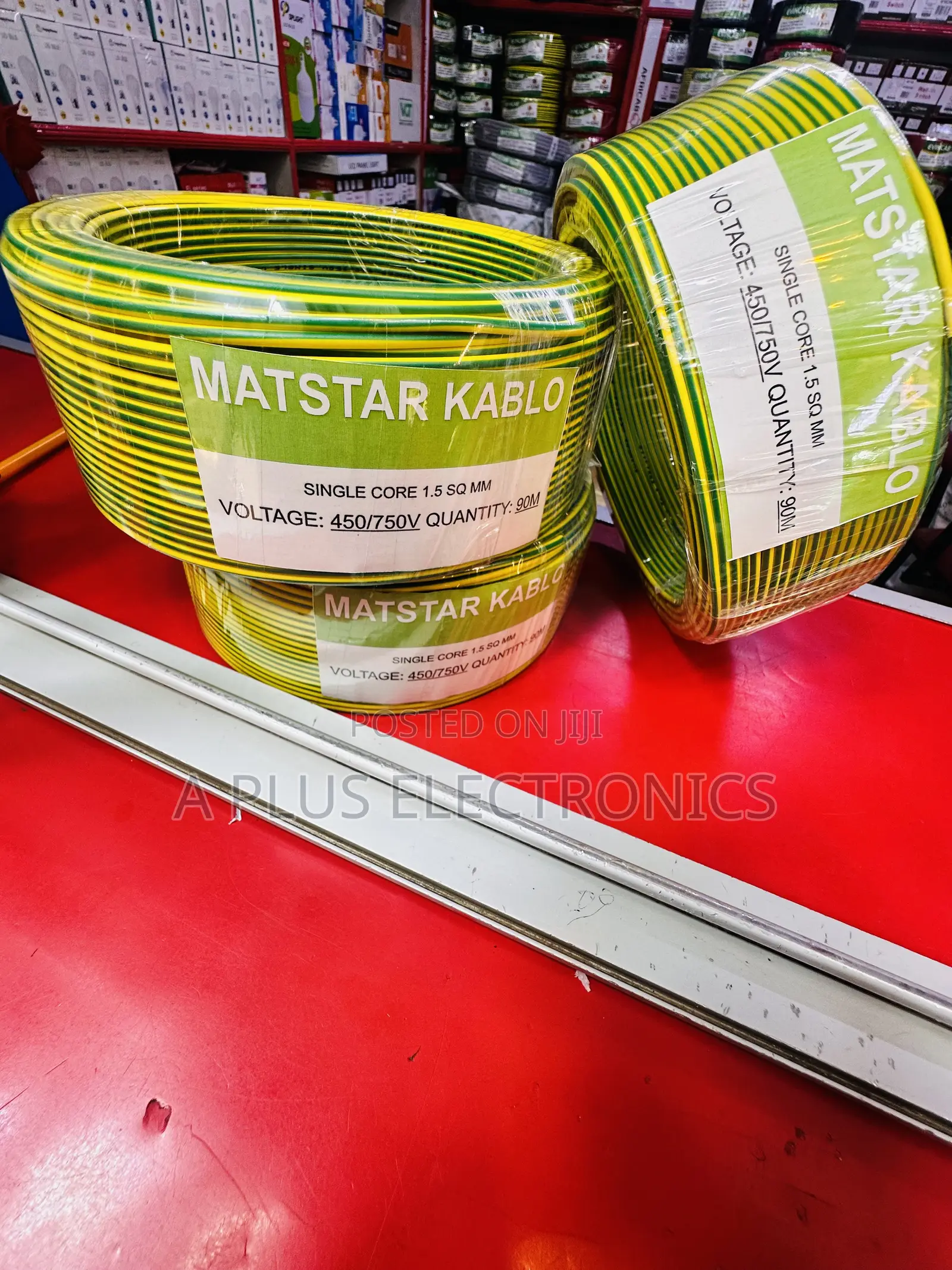 Matstar 1.5mm Single Core Electrical Cable 90m Black Green Yellow-High