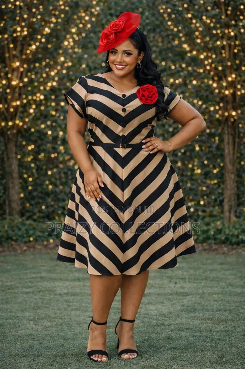 Beautiful Patterned Striped Skater Dress
