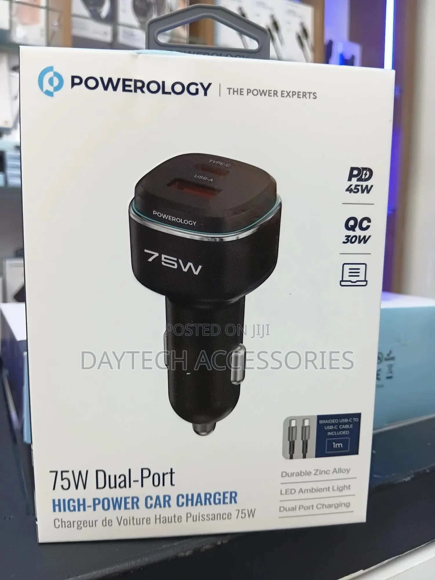 The Powerology 75w Dual-port High-power Car Charger