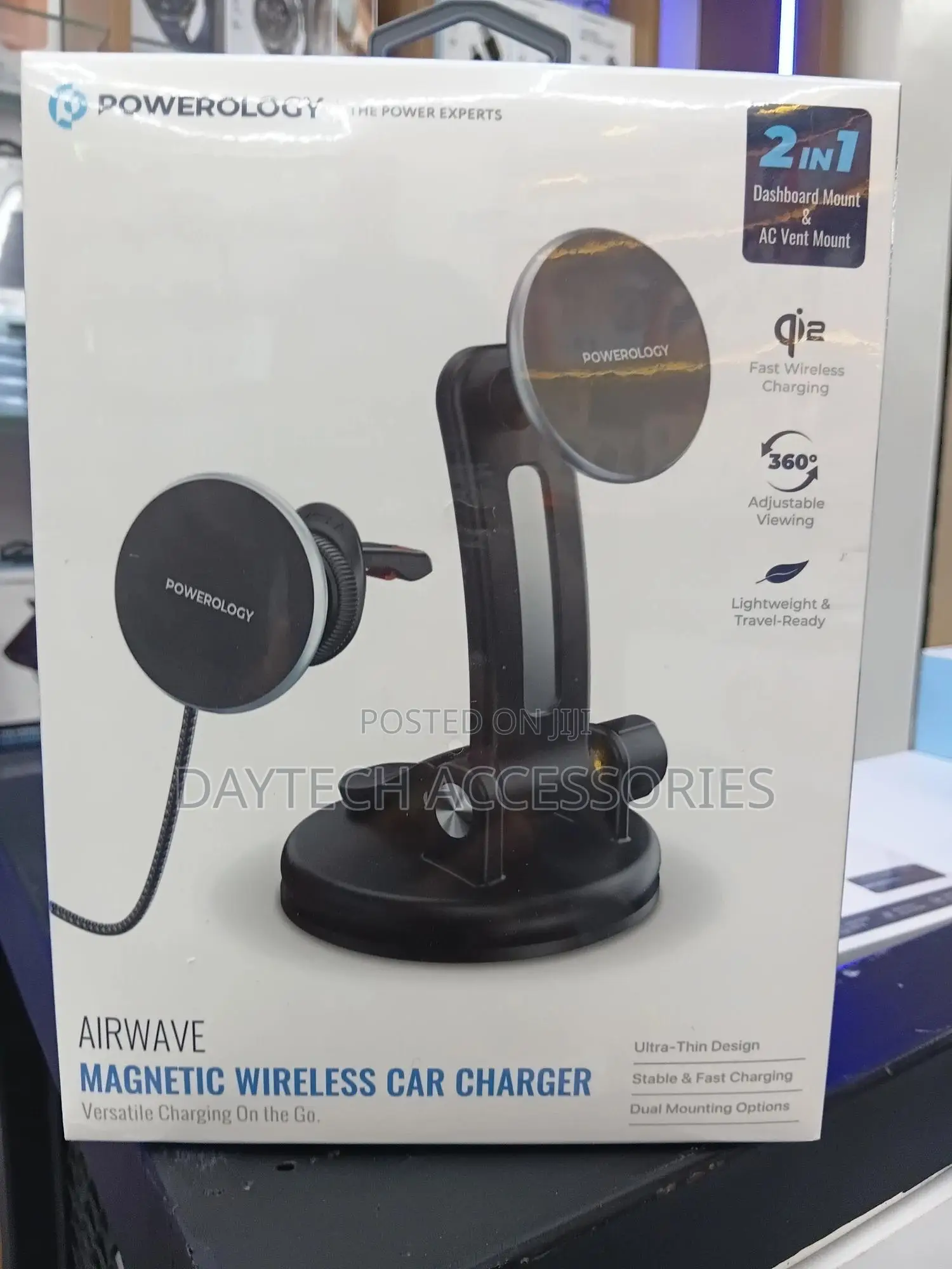 The Powerology Airwave Magnetic Wireless Car Charger ( Pwmwcc5gy).