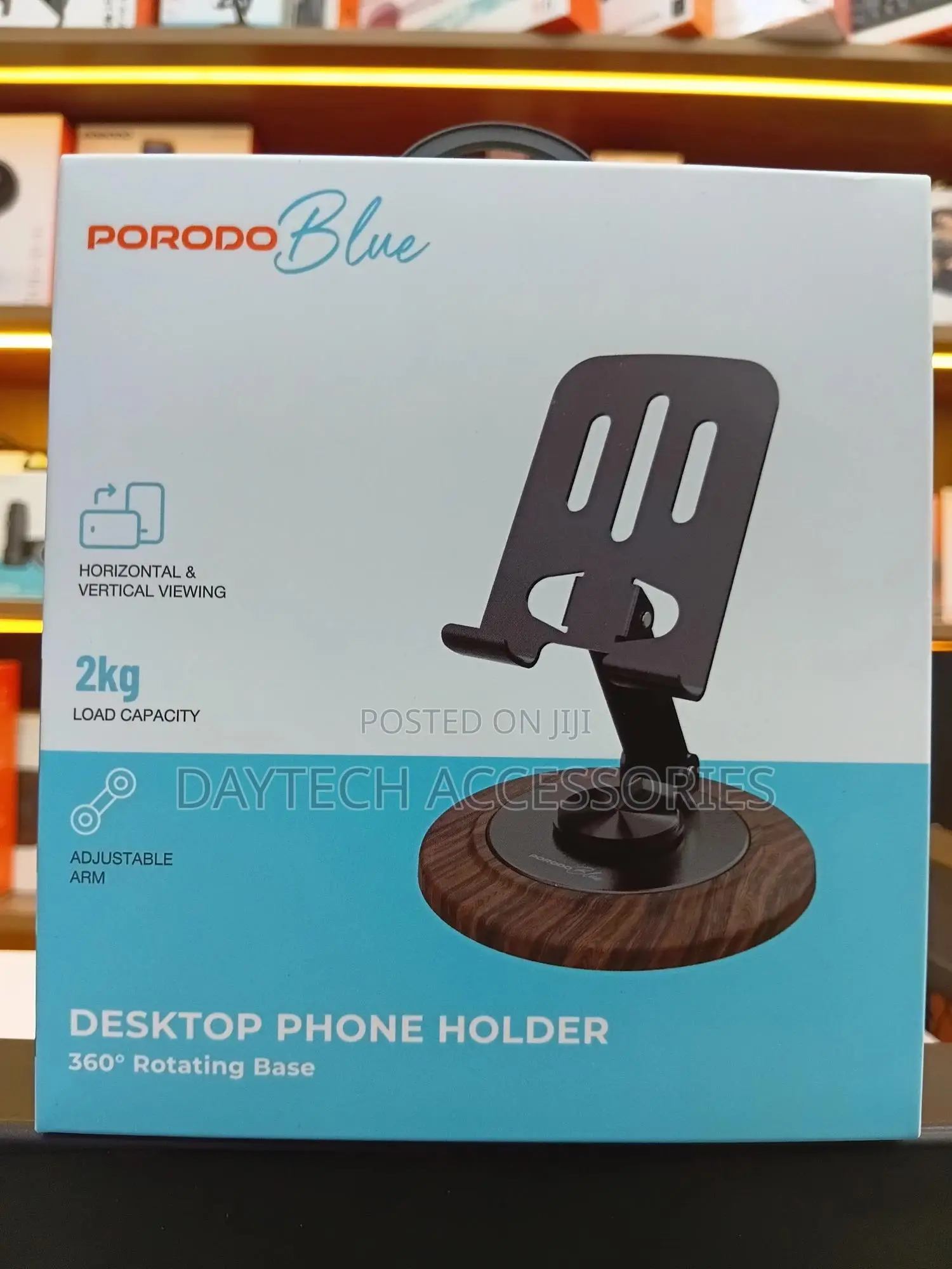 Porodo Blue Desktop Phone Holder 360 Rotating Base Black Pbw15bk