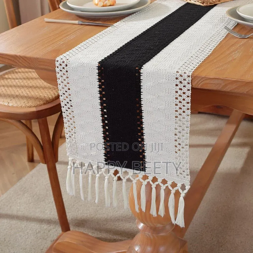 *Nordic Boho Striped Table Runner -