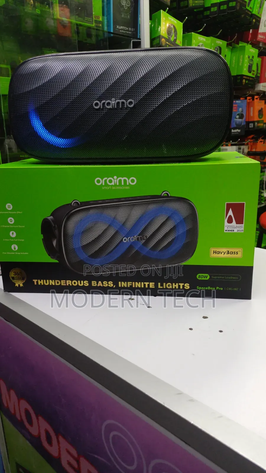 Oraimo Spacebox Pro 80w Bluetooth Speaker With Karaoke Led Lights