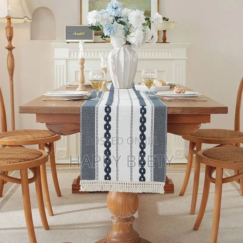 *Modern Simple Tassel Cotton Linen Table Runner*