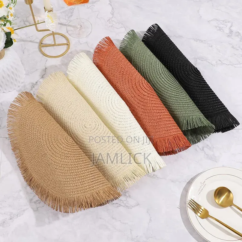 Round Elegant Braided Table Mats – Set of 6 (38cm) - Av