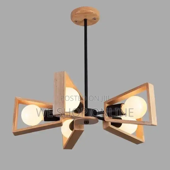 Wood Pendant Light E27×5