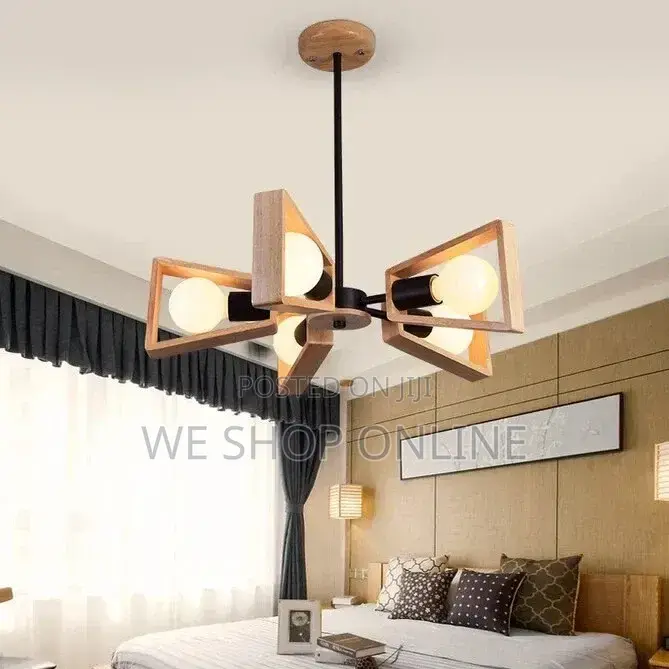 Wood Pendant Light E27×5