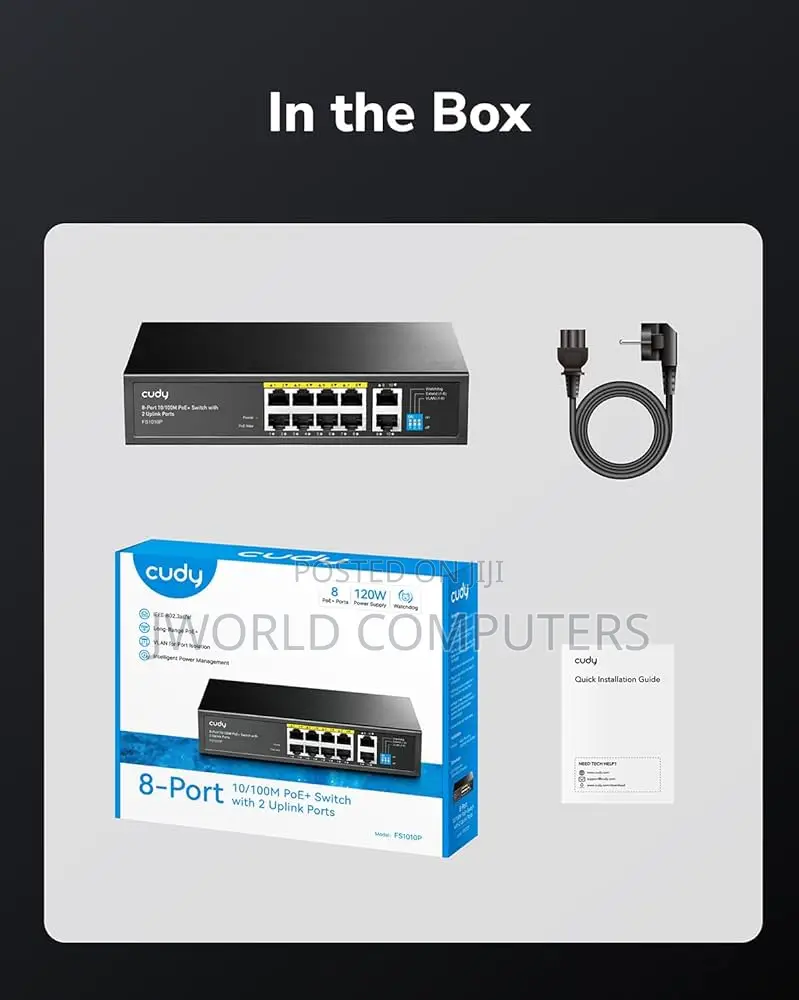 Cudy 8-Port Gigabit Poe(120watts) + Switch