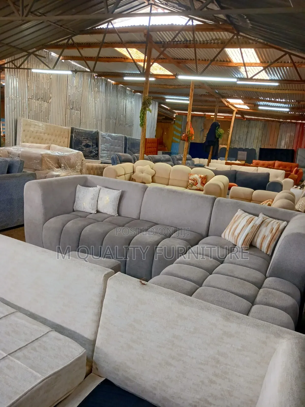 Gray -L Shaped Bubble Couch