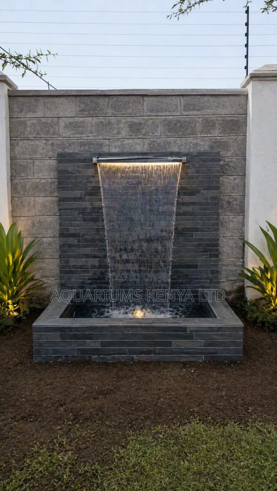Spillway Fountain With Mazeras Finish – Modern Outdoor Water Feature