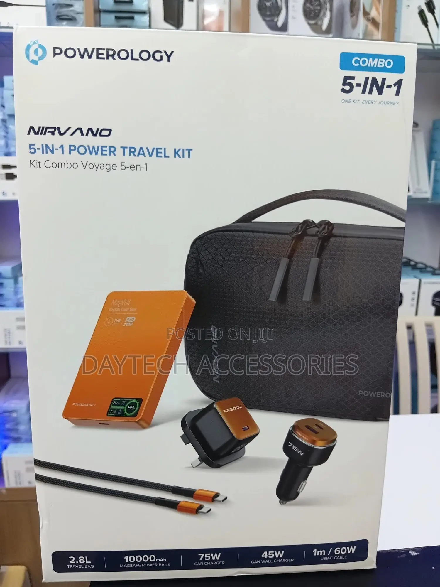 Powerology Nirvano 5-in-1 Power Travel Kit (Model Ppbcha121bkog).