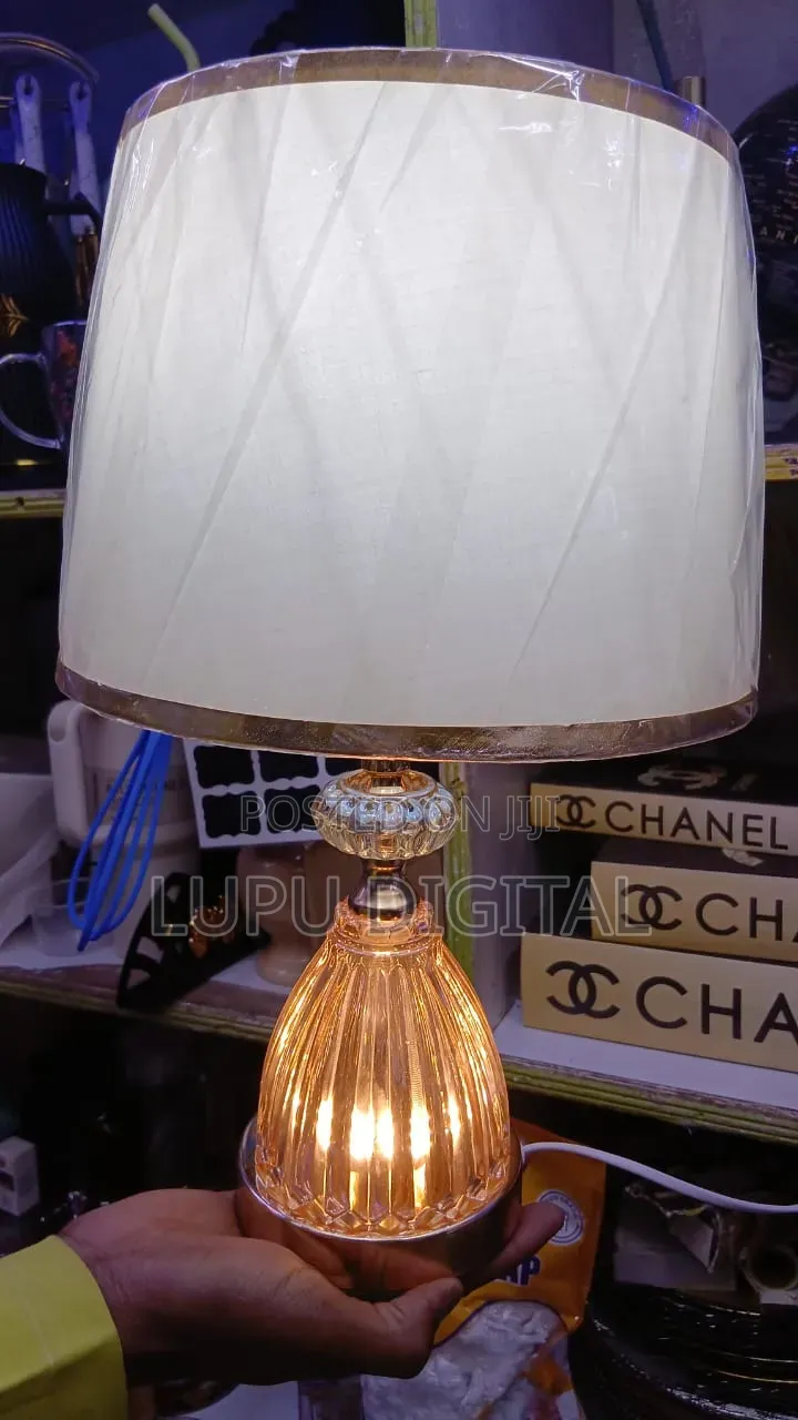 *Crystal Luxury Bedside Lamp Table* Colours: White With Gold Rim